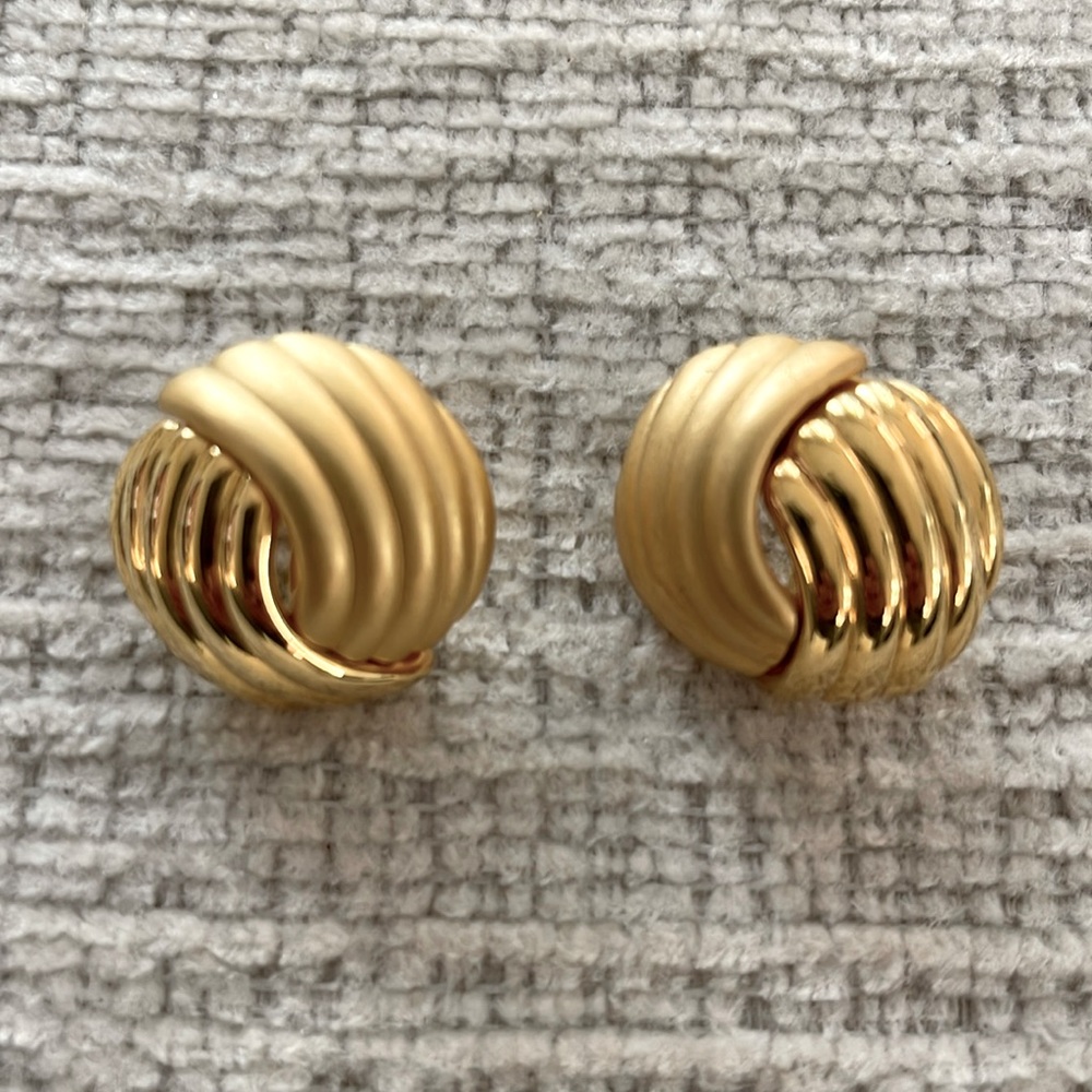 Monet Soft Clip Earrings Gold Vintage